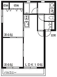 コンフォール・むさしの 2LDKの間取図画像
