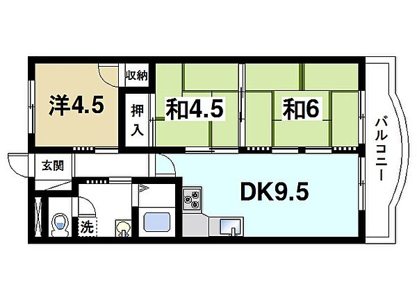 シャトー三島 ｜奈良県天理市三島町(賃貸マンション3DK・2階・53.96㎡)の写真 その2