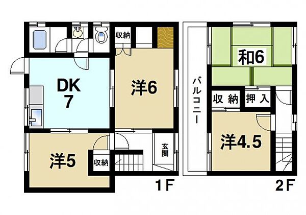 奈良県奈良市六条西3丁目(賃貸テラスハウス4DK・1階・63.08㎡)の写真 その2