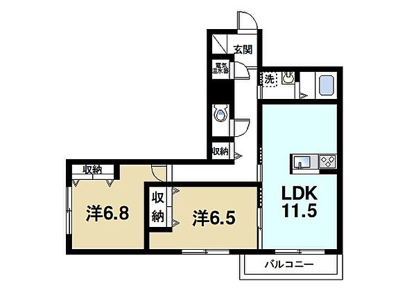 カドデュ　ソレイユ ｜奈良県天理市中町(賃貸アパート2LDK・3階・63.30㎡)の写真 その2