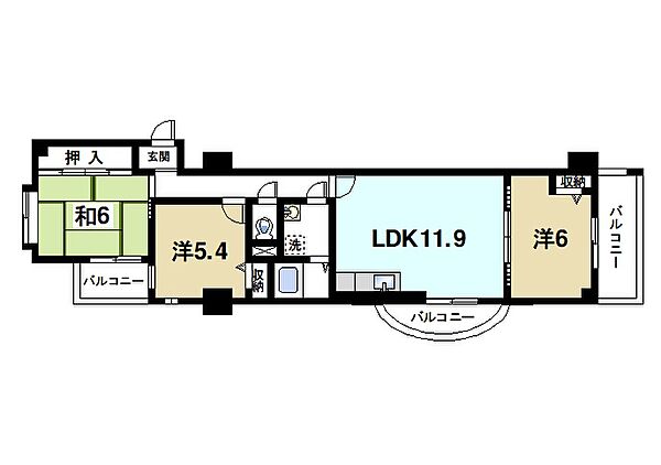 グリーンパークコート ｜奈良県天理市川原城町(賃貸マンション3LDK・9階・67.09㎡)の写真 その2