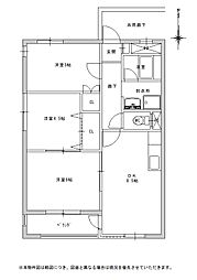 南海高野線 金剛駅 徒歩1分の賃貸マンション 4階3DKの間取り