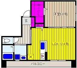 ホワイト御影石町 1LDKの間取図画像