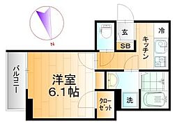 ウインドパス 1Kの間取図画像