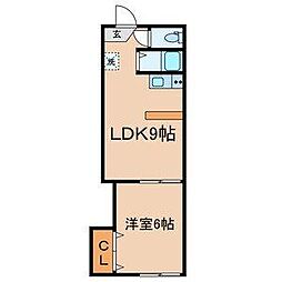 叶コーポ 1LDKの間取図画像