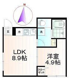 スカイツリーNW 1LDKの間取図画像