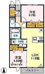 レイストリーフ2 2LDKの間取図画像