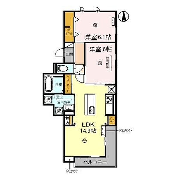 COMU　TERRACE 201｜和歌山県和歌山市北田辺丁(賃貸アパート2LDK・2階・63.35㎡)の写真 その2