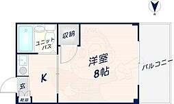 藤井マンション岩田 1Kの間取図画像