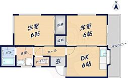 センチュリーハイツ 2DKの間取図画像