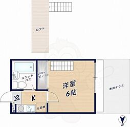 レオパレス瓢箪山第3 1Kの間取図画像