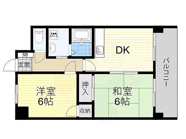 大阪府東大阪市六万寺町２丁目(賃貸マンション2DK・4階・42.00㎡)の写真 その2