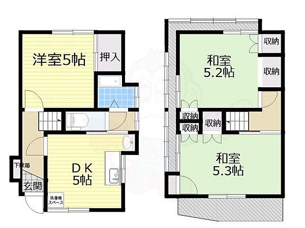 日下町4丁目テラス ｜大阪府東大阪市日下町４丁目(賃貸一戸建3DK・2階・52.84㎡)の写真 その2