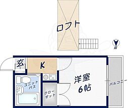RoomOne枚岡 1Kの間取図画像