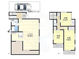 近鉄奈良線 枚岡駅 徒歩7分の賃貸一戸建て 1階3LDKの間取り