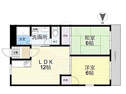 ラ・ポール鴻池 2LDKの間取図画像