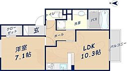 パークコートにしかわ 1LDKの間取図画像