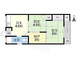 石橋マンション 2DKの間取図画像