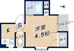 山栄ビル 3階1Kの間取り