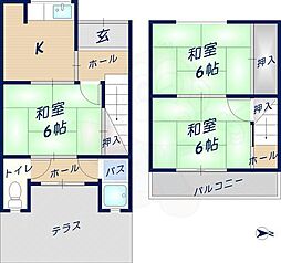 上六万寺町6-30貸家 1階3Kの間取り