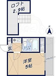 ハッピーヒルズ喜里川 1Kの間取図画像