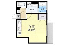 ヨハク瓢箪山 3階ワンルームの間取り