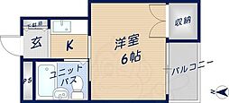 上村ハイツ 1Kの間取図画像