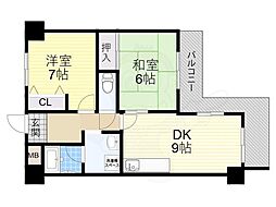 グリーンたちばな 2DKの間取図画像