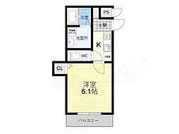 東大阪市豊浦町アパート 1Kの間取図画像