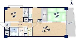 グドゥウェル新石切 2LDKの間取図画像