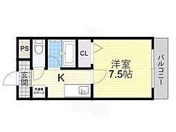 カデンツァK 1Kの間取図画像