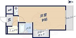 リバーサイド瓢箪山 ワンルームの間取図画像