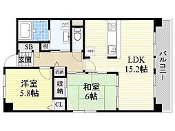 カーサリーヴァ 2LDKの間取図画像