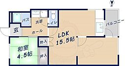 石切パークサイドマンション 2LDKの間取図画像