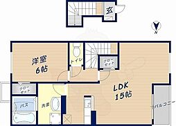 グロースハイツ新石切2 1LDKの間取図画像