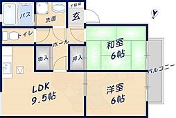 シルエーラ喜里川 2LDKの間取図画像