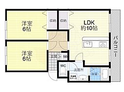 ファミリーハイツ喜里川 2LDKの間取図画像
