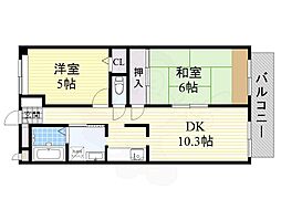アフロディ布市 2LDKの間取図画像