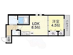フジパレス瓢箪山 1LDKの間取図画像