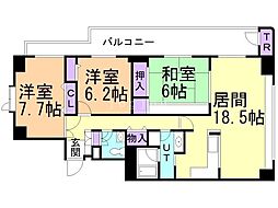 鹿友ディアプラザ旭ケ丘 3LDKの間取図画像