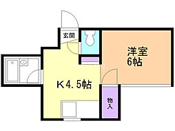 ファイン南六条 1DKの間取図画像