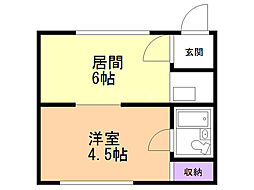 円山パークマンション 1DKの間取図画像