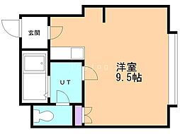 リラハイム円山 1Kの間取図画像
