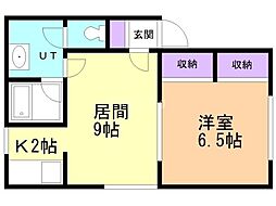 ラメール西線8条 1LDKの間取図画像