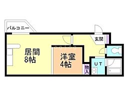 カピテーヌ円山 1LDKの間取図画像