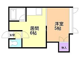 ワイズ山の手 1DKの間取図画像