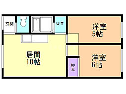 レジデンス北16 2LDKの間取図画像