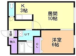 ヴィラ・プレステージ 1LDKの間取図画像