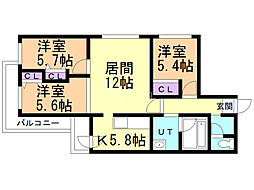 YAMAHANA-CITY.STELLA 3LDKの間取図画像
