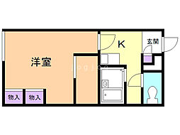 レオパレスソレイユ伏見 1Kの間取図画像